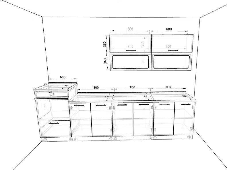 Кухня Базис — длина 3 м Кухня Базис — длина 3 м