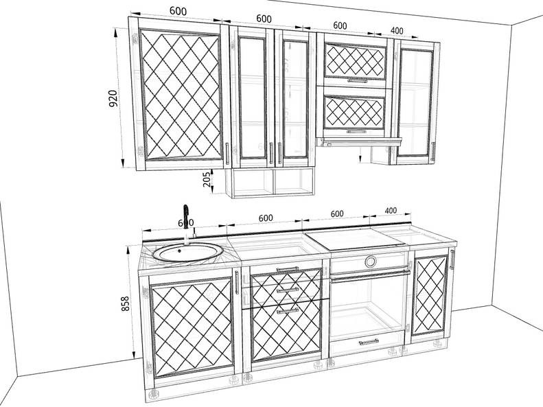 Модульная кухня Барселона — ширина 2,2 м