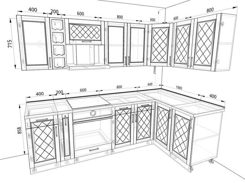 Модульная кухня Барселона — длина 2,6 м ширина 1,4 м