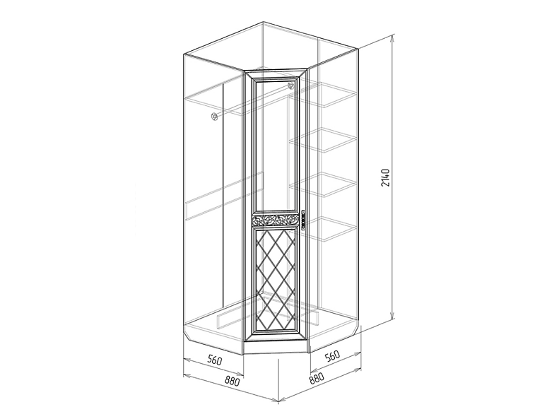 Шкаф угловой ** (правый) Флоренция 88 см Шкаф угловой ** (правый) Флоренция 88 см