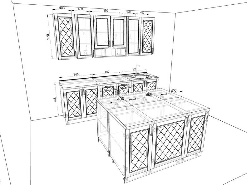 Модульная кухня Барселона — длина 2,5 м ширина 1,4 м