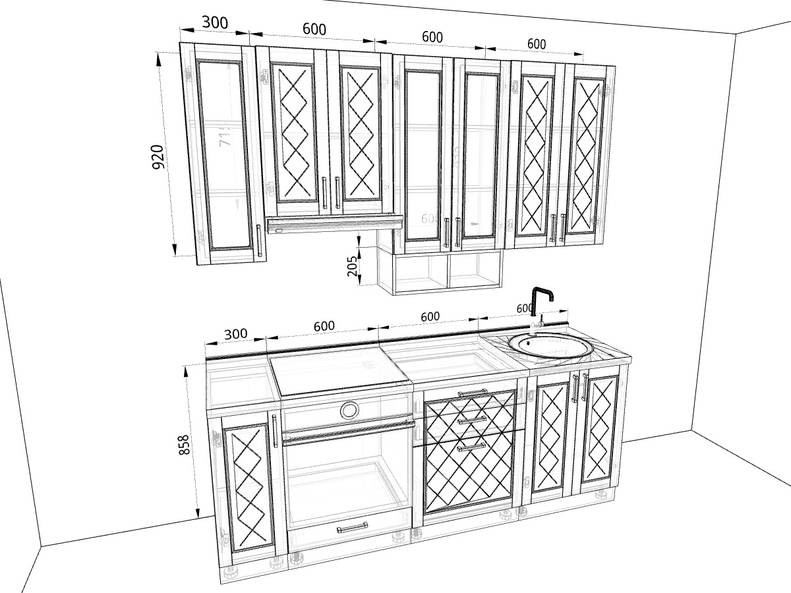 Модульная кухня Барселона — ширина 2,6 м