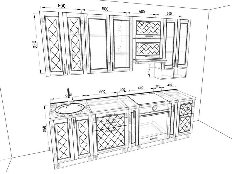 Модульная кухня Барселона — ширина 2,6 м